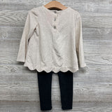 LS Scalloped Tunic & Velour Leggings 3T
