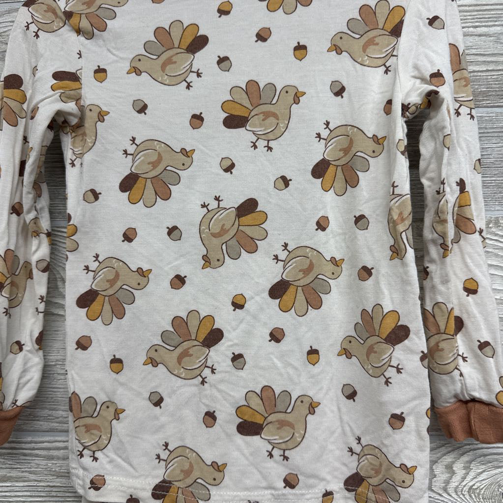 2 Pc LS Bamboo PJs Turkeys 4t