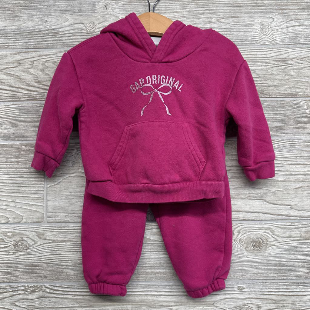 Hoodie & Jogger Sweatpants Glitter Bow 12-18M *