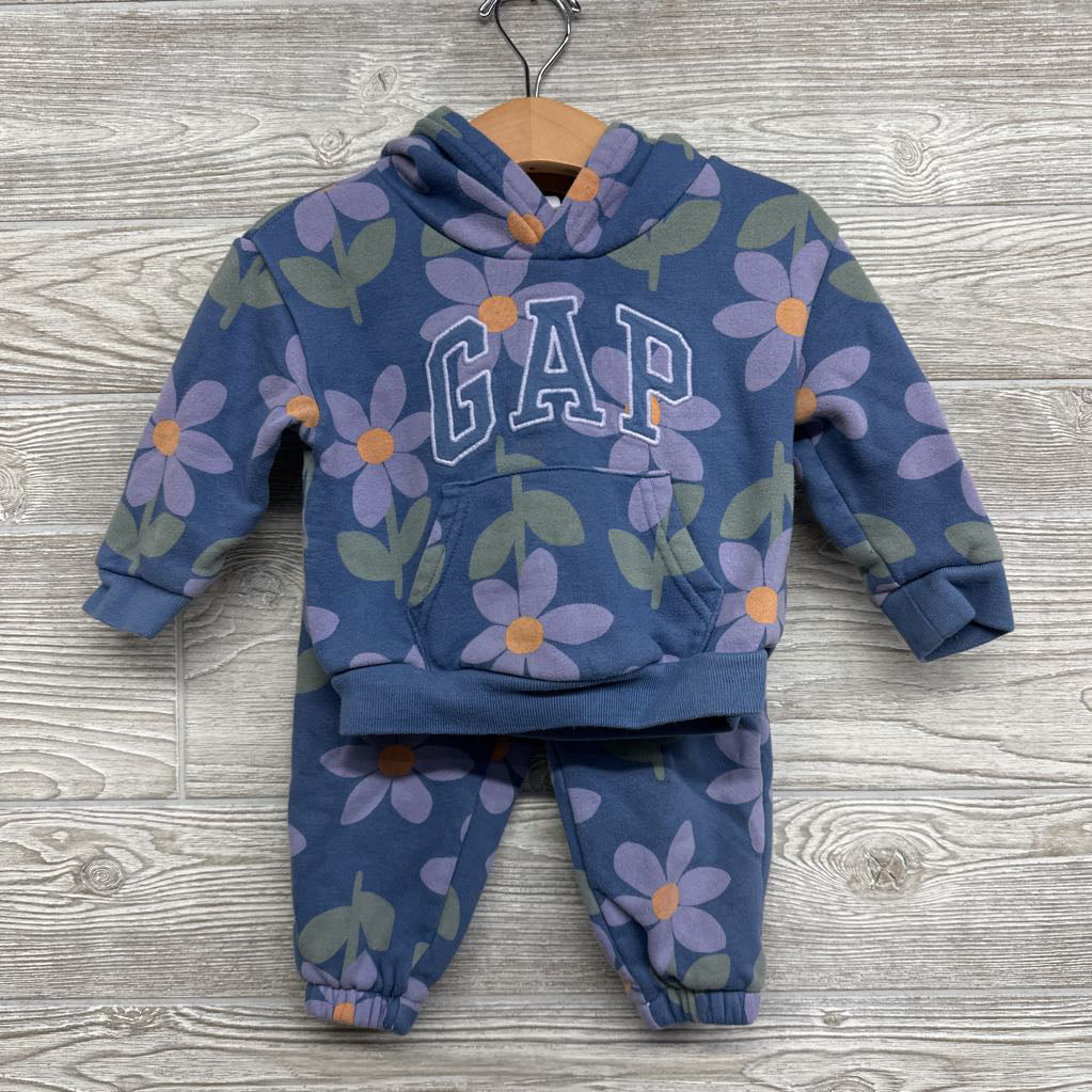Hoodie & Jogger Sweatpants Flowers 12-18M *