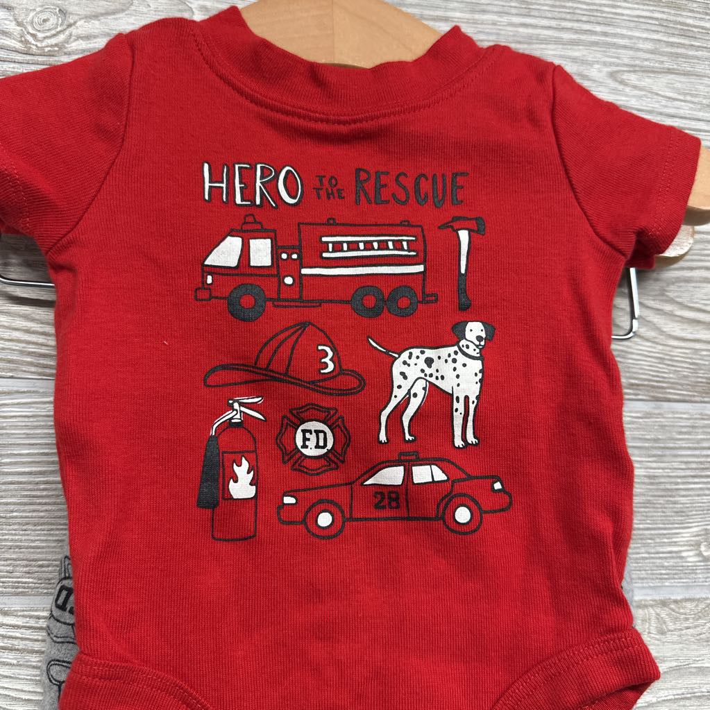 Bodysuit Hero To The Rescue & French Terry Joggers Fire Trucks 3M