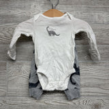 LS Bodysuit Little Stomper, Full Zip Hoodie & French Terry Joggers Dinosaurs 3M