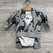 LS Bodysuit Little Stomper, Full Zip Hoodie & French Terry Joggers Dinosaurs 3M