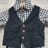 LS Plaid Button Up Bodysuit, Vest & Pants 3M