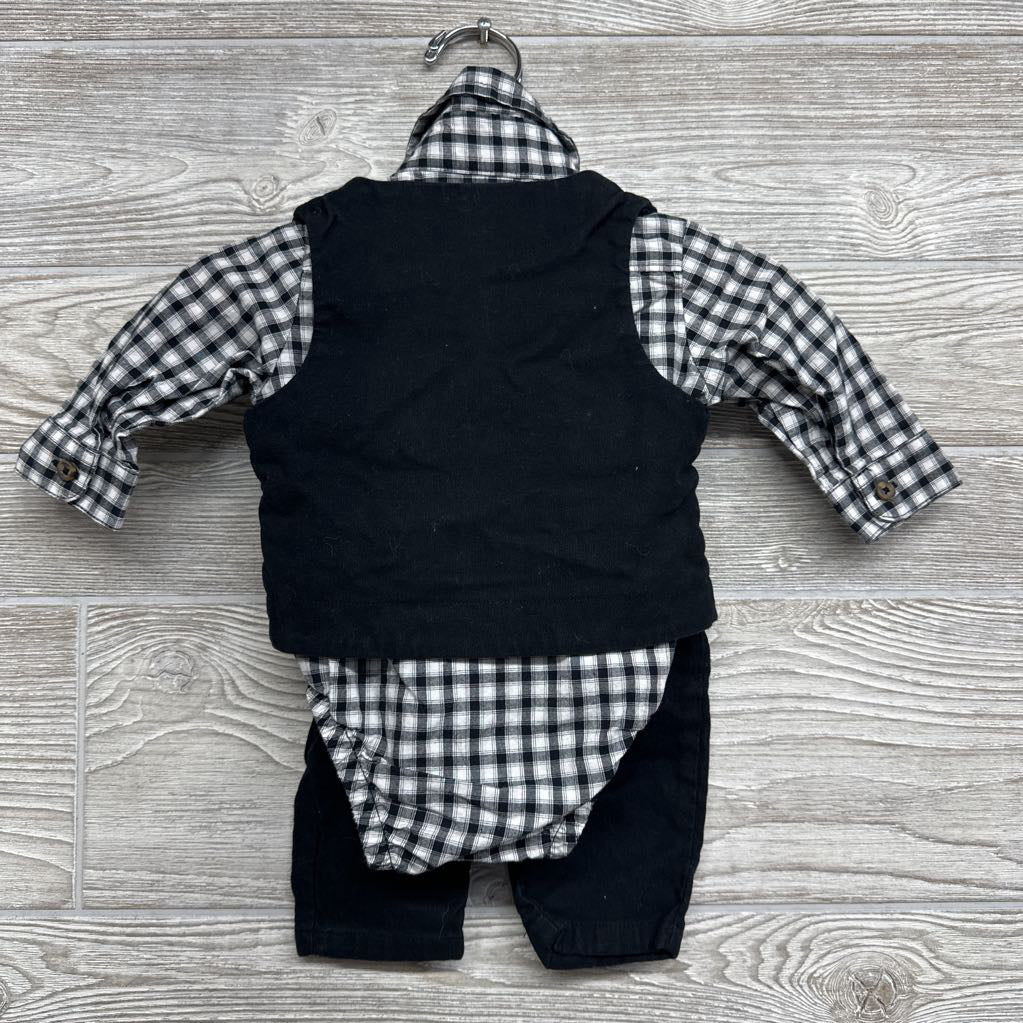 LS Plaid Button Up Bodysuit, Vest & Pants 3M