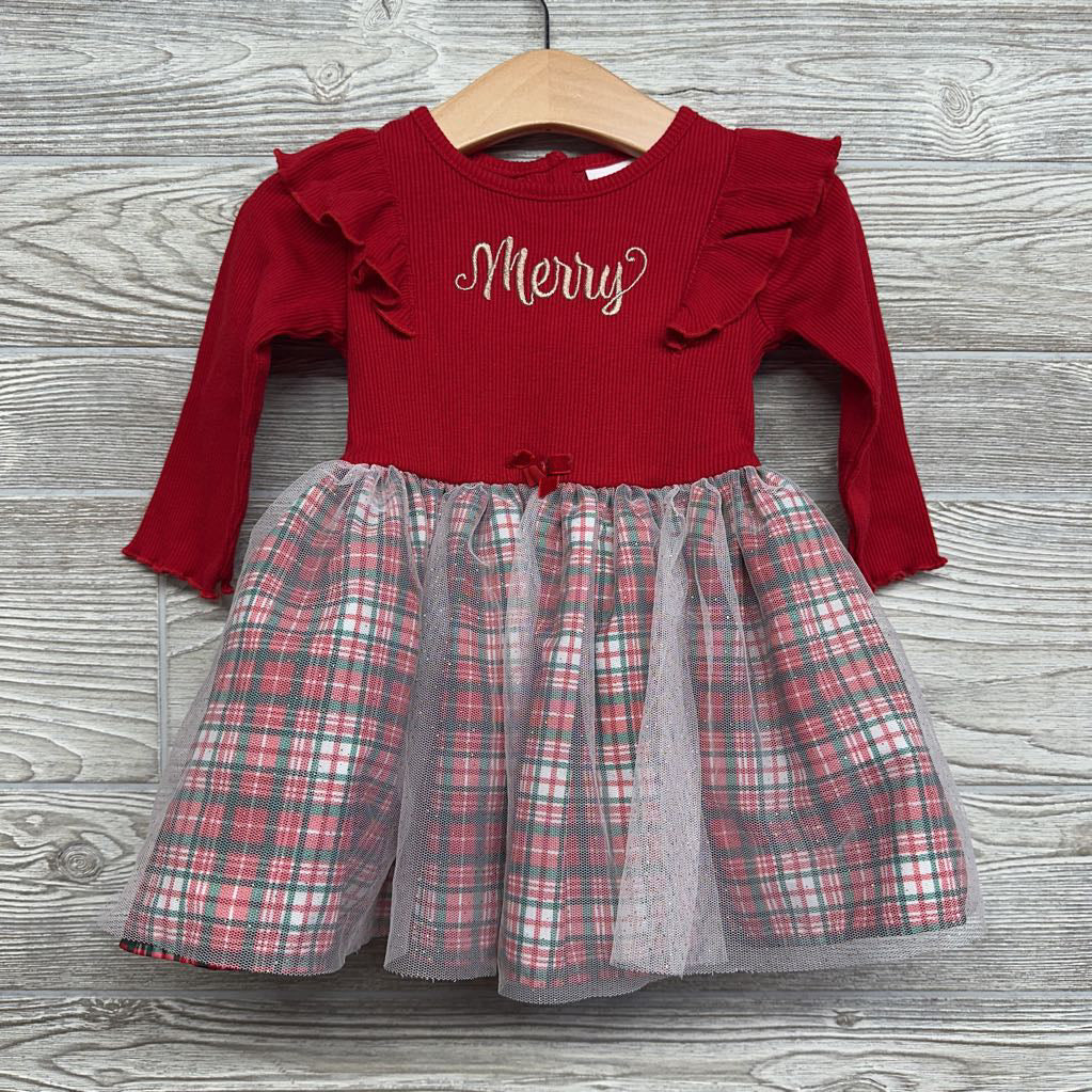LS Ribbed Plaid Dress Merry 12M
