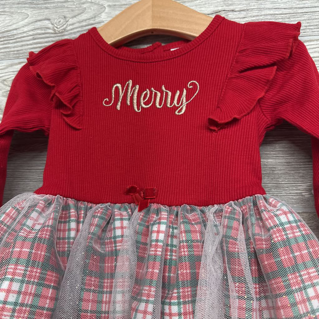 LS Ribbed Plaid Dress Merry 12M