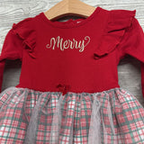 LS Ribbed Plaid Dress Merry 12M