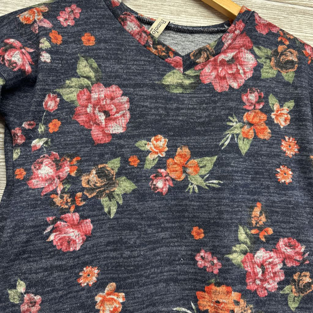 LS V Neck Shirt Flowers 6-7