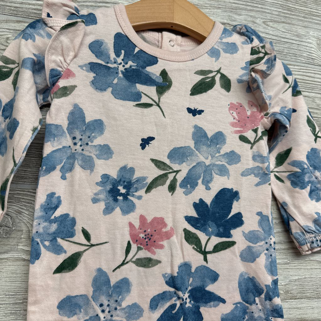 Nw/oT LS Flutter Sleeve Outfit Flowers 6-9M