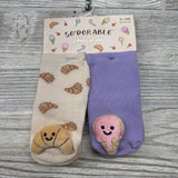 NEW 2 Pair 3d Socks Croissant & Ice Cream Cone