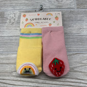 NEW 2 Pair 3d Socks Rainbow & Strawberry