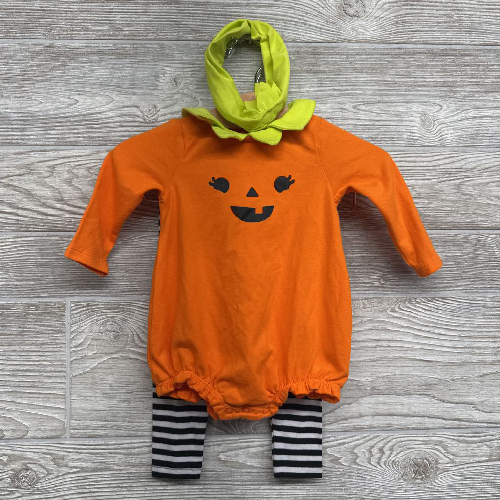 Pumpkin Bodysuit, Leggings & Head Wrap 0-3M