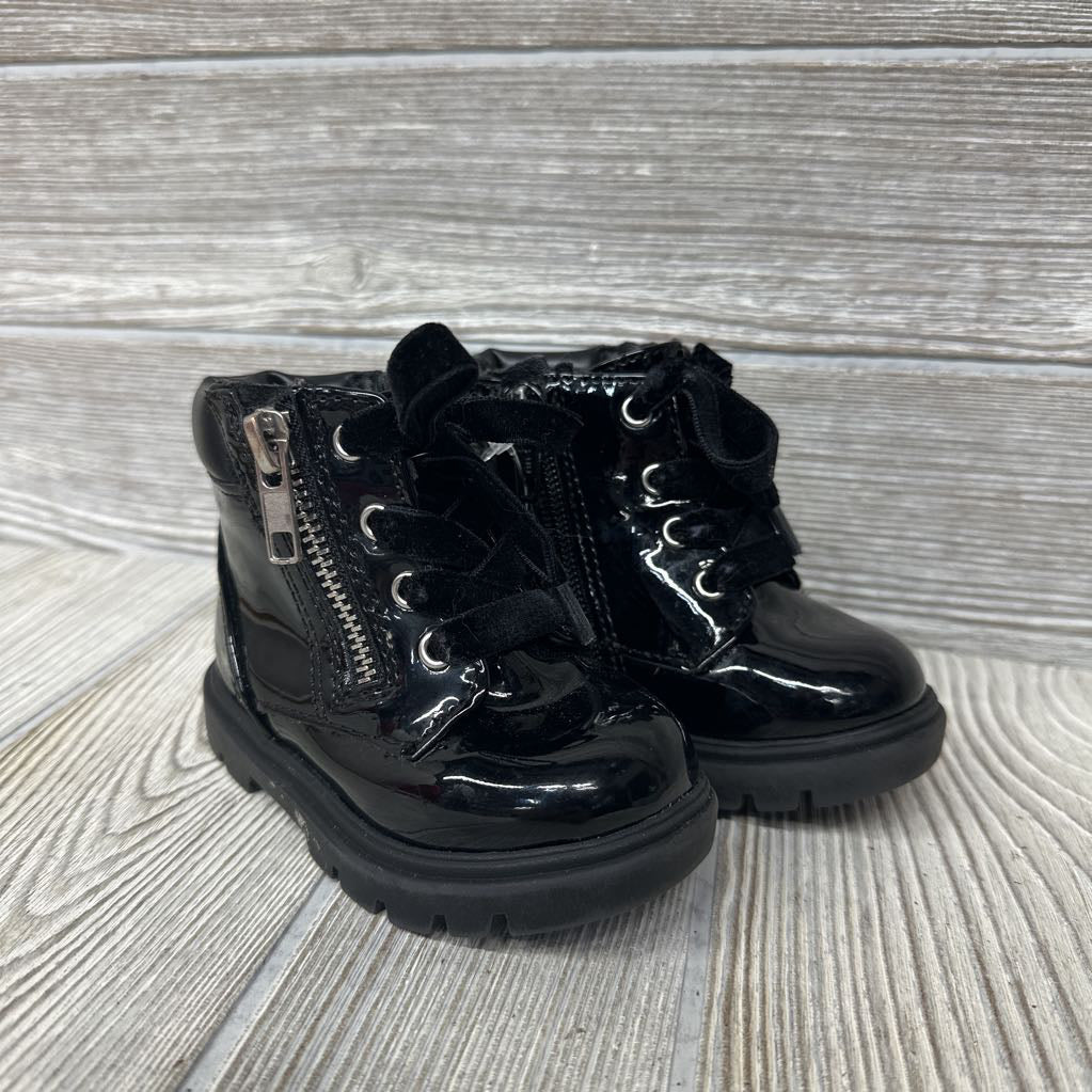 Patent Leather Side Zip Boots 4c