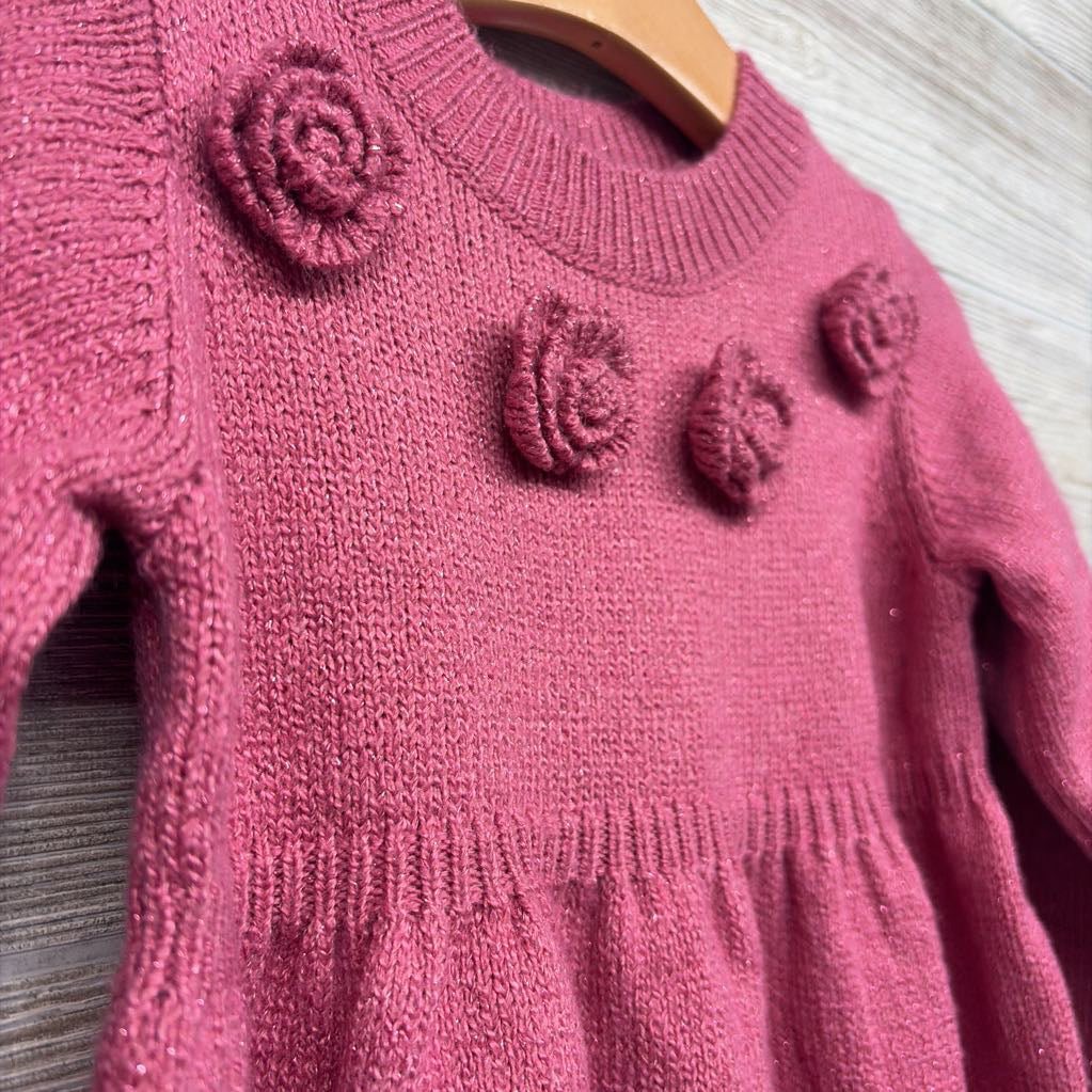 NEW LS Sweater Dress Flowers 3T