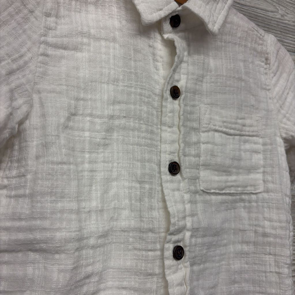 Gauze Button Up Shirt Chest Pocket 3T
