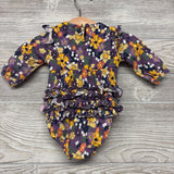 LS Romper Flowers Ruffles 0-3M