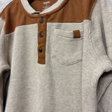 LS HW Waffle Knit Henley Shirt Chest Pocket 10