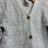 Bell Sleeve Knit Cardigan Embroidered Flowers 5T
