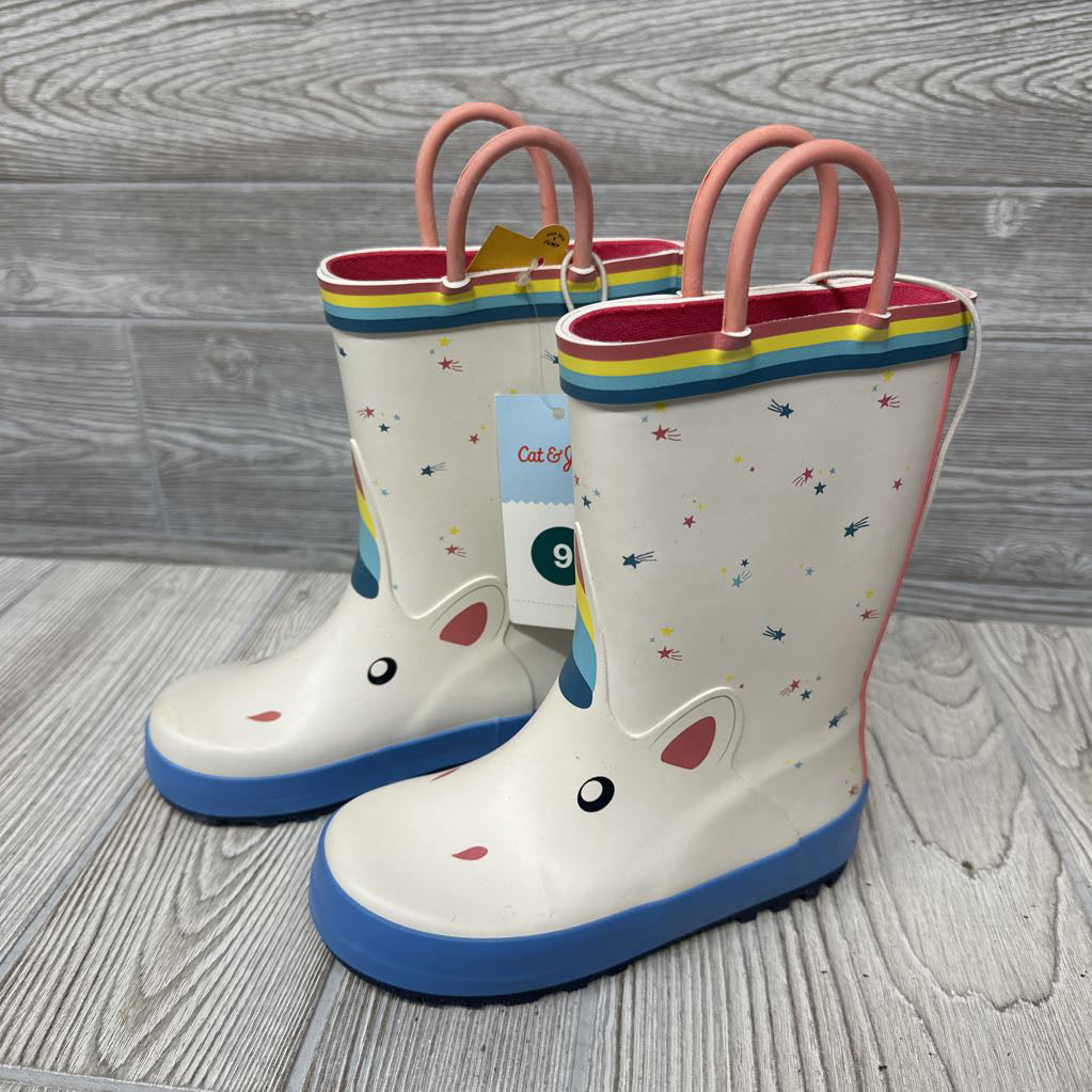 NEW Unicorn Rainboots 9c
