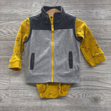Fleece Vest, LS Bodysuit Construction Vehicles & French Terry Joggers 18M