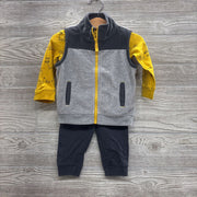 Fleece Vest, LS Bodysuit Construction Vehicles & French Terry Joggers 18M