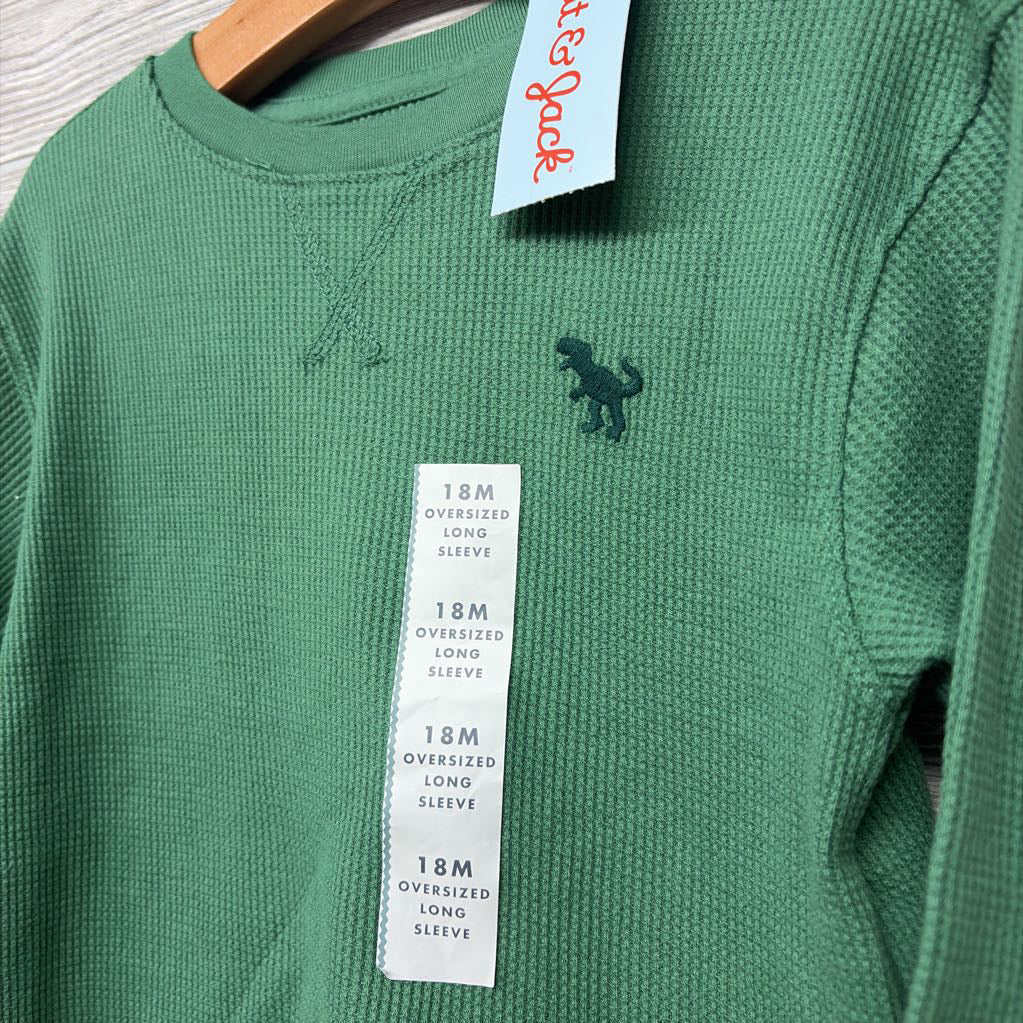 NEW LS Waffle Knit Oversized Shirt Dinosaur 18M