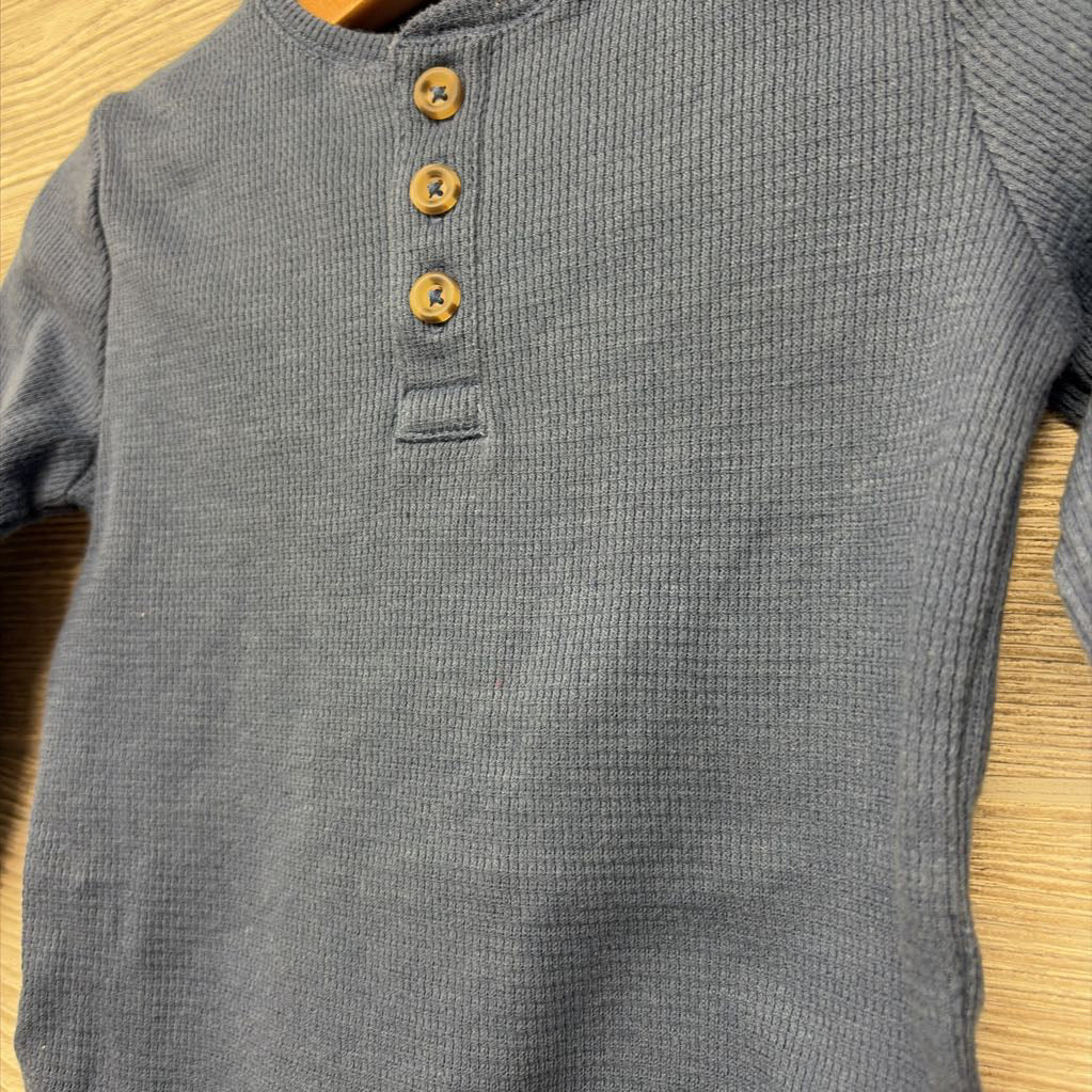 LS Waffle Knit Henley Bodysuit 18M