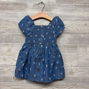 Smocked Chambray Dress Flowers 18M