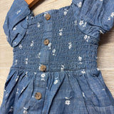 Smocked Chambray Dress Flowers 18M