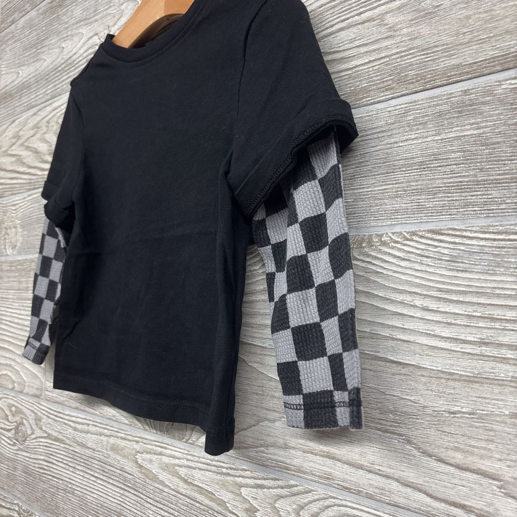 LS Twofer Waffle Knit Shirt Checker 2T