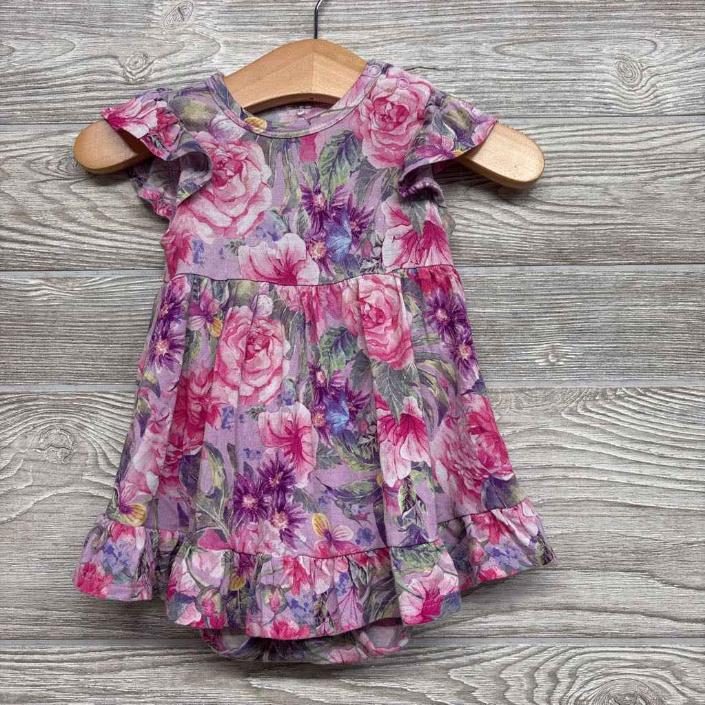 Bamboo Flutter Sleeve Dress Flowers 6-12M