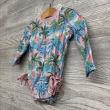 LS Swimsuit Palm Trees Ruffle Butt 6-12M