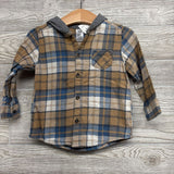 LS Plaid Button Up Flannel Shirt W/ Hood 18M