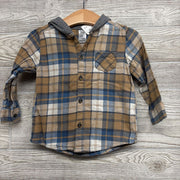 LS Plaid Button Up Flannel Shirt W/ Hood 18M