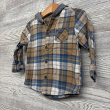 LS Plaid Button Up Flannel Shirt W/ Hood 18M