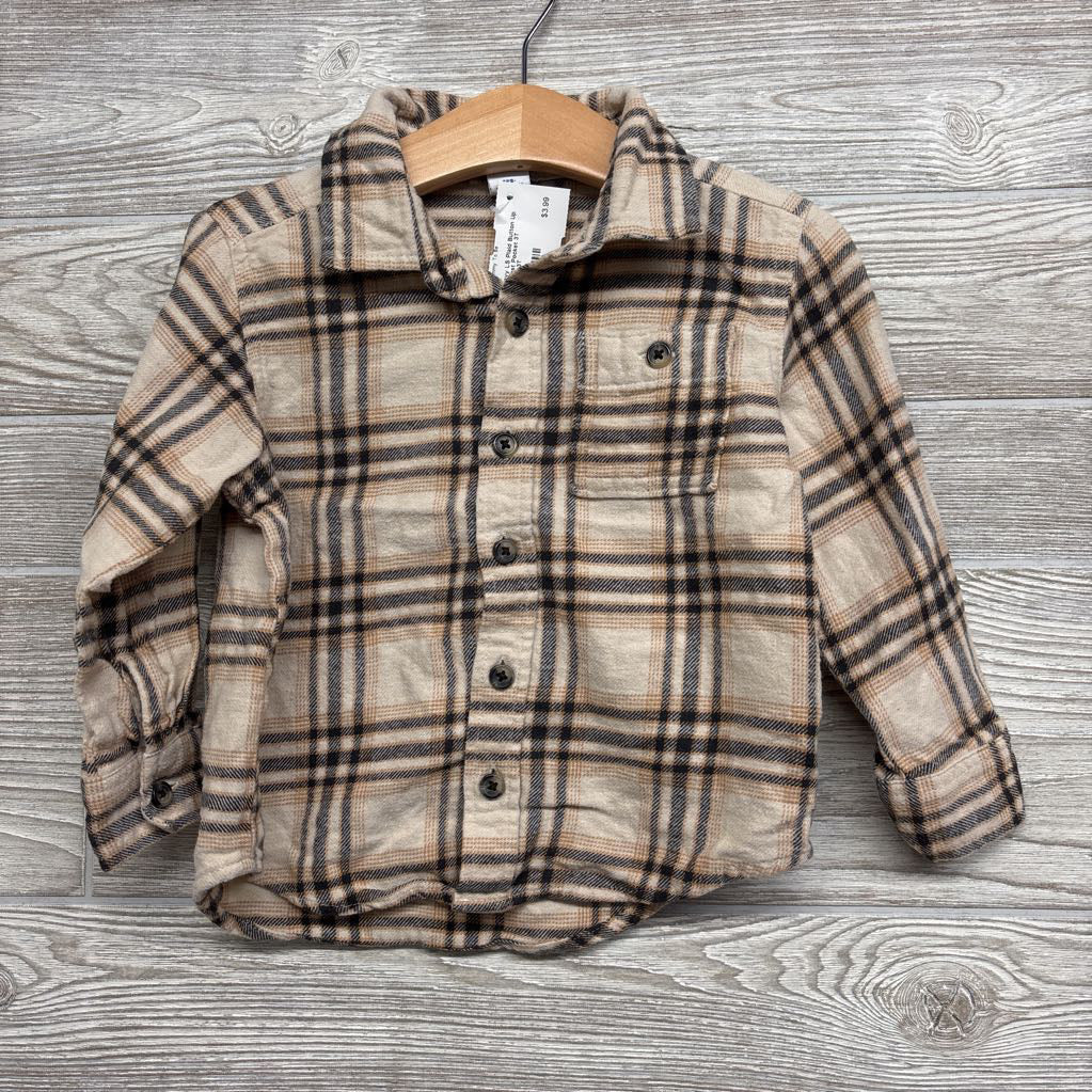 LS Plaid Button Up Shirt Chest Pocket 3T