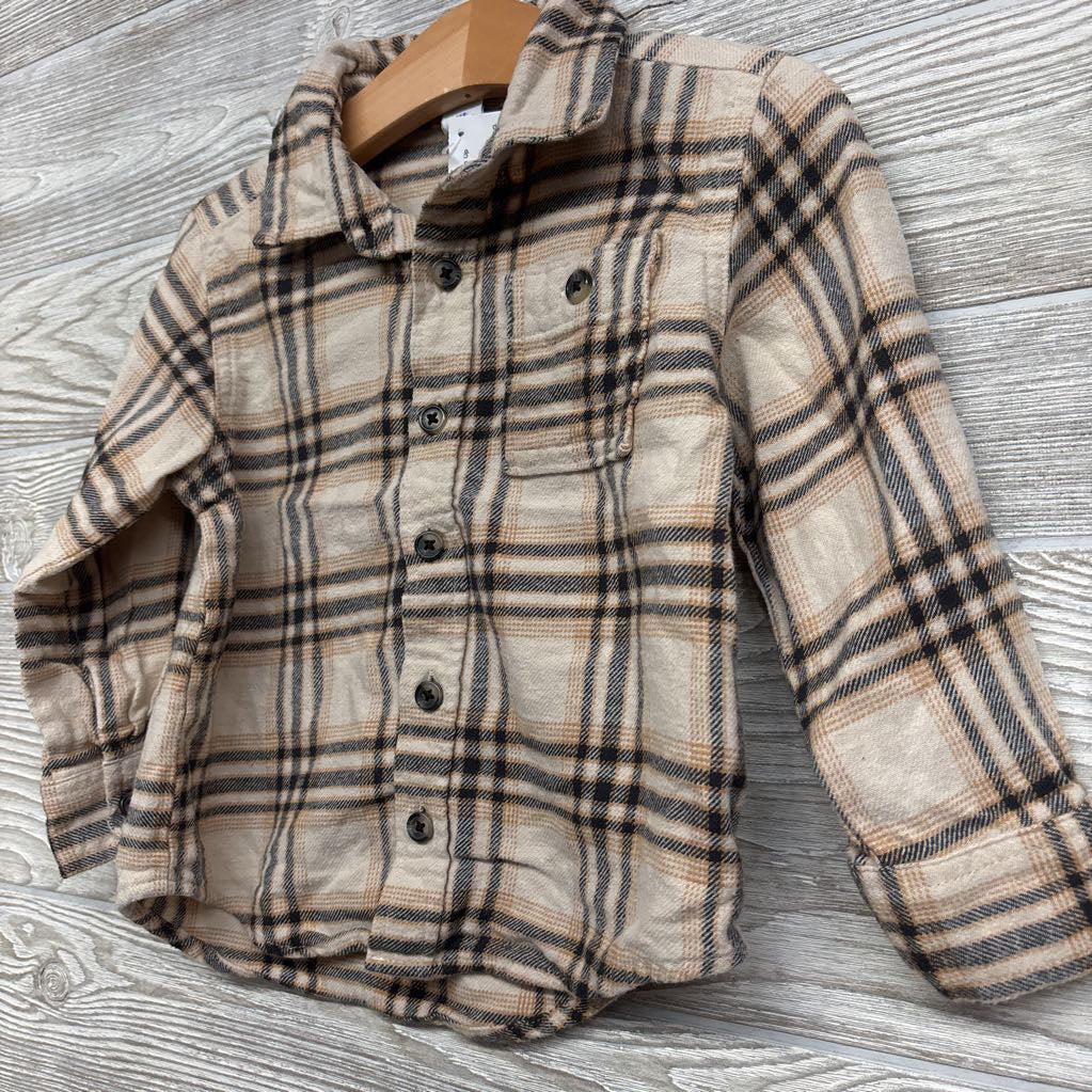 LS Plaid Button Up Shirt Chest Pocket 3T