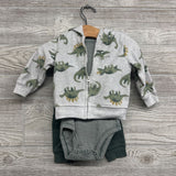 Full Zip Fleece Hoodie Dinosaurs, LS Bodysuit Stripes & Pants 6M