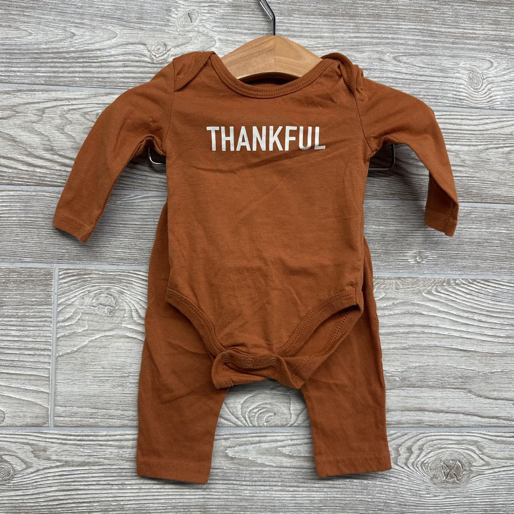 LS Bodysuit Thankful & Pants 3-6M
