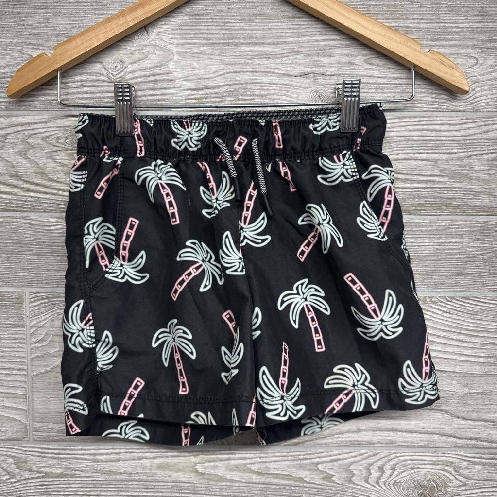 Drawstring Swim Trunks Neon Palm Trees 8