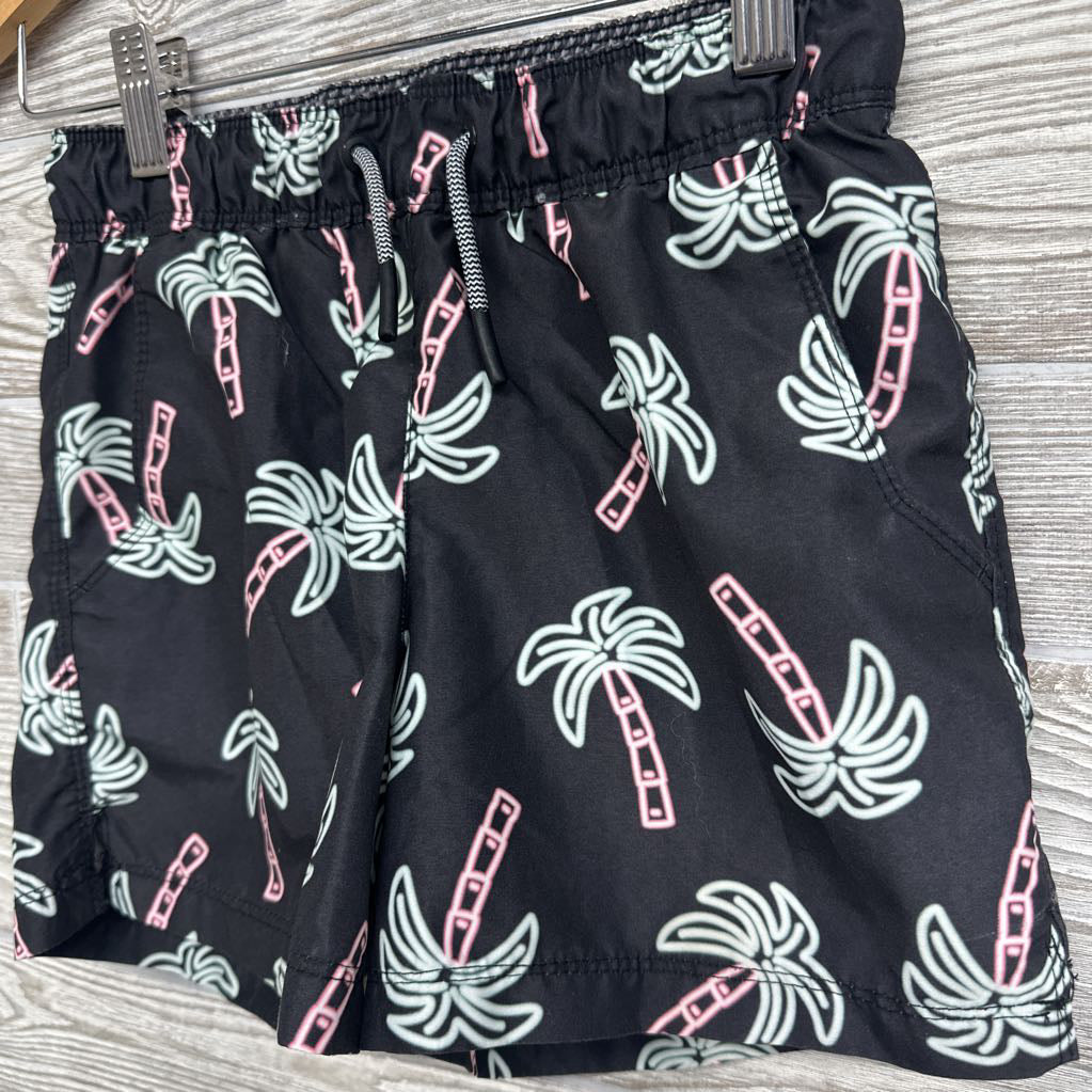 Drawstring Swim Trunks Neon Palm Trees 8
