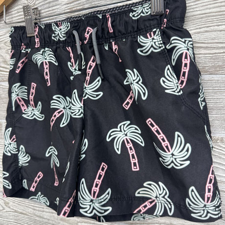 Drawstring Swim Trunks Neon Palm Trees 8