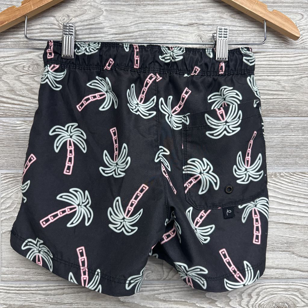 Drawstring Swim Trunks Neon Palm Trees 8