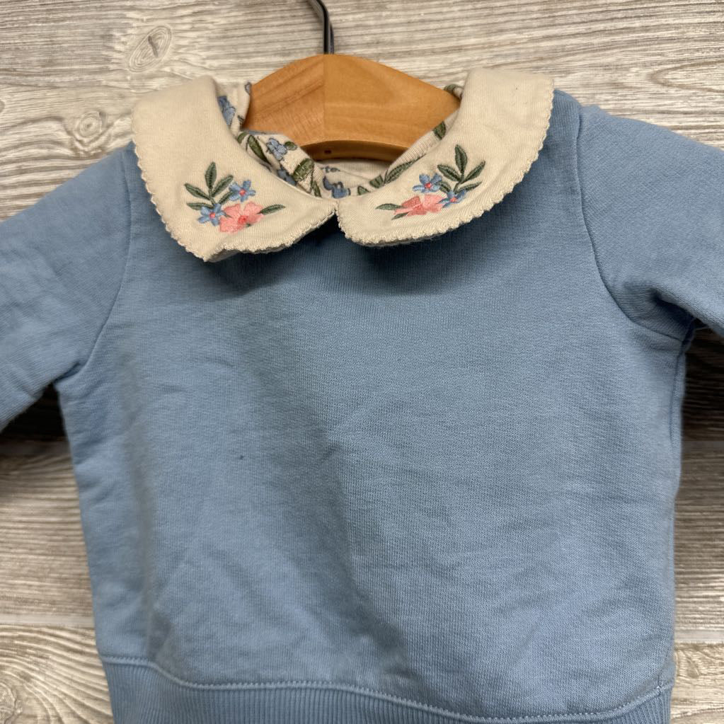 Collard Crew, Bodysuit W/ Flowers & Ribbed Pants 3M