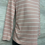 LS Ribbed Ruched Mock Neck Shirt Stripes Large