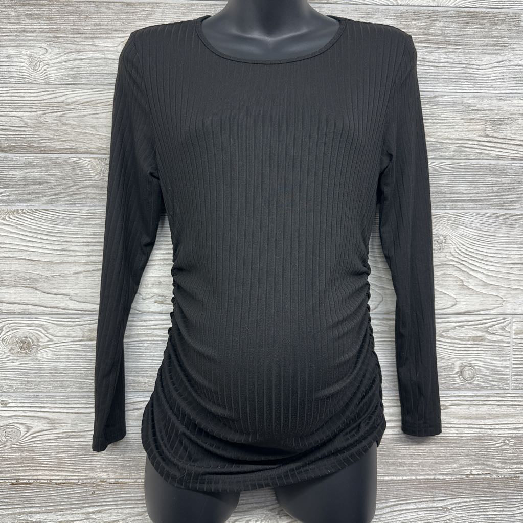 LS Ribbed Ruched Shirt Large