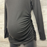 LS Ribbed Ruched Shirt Large