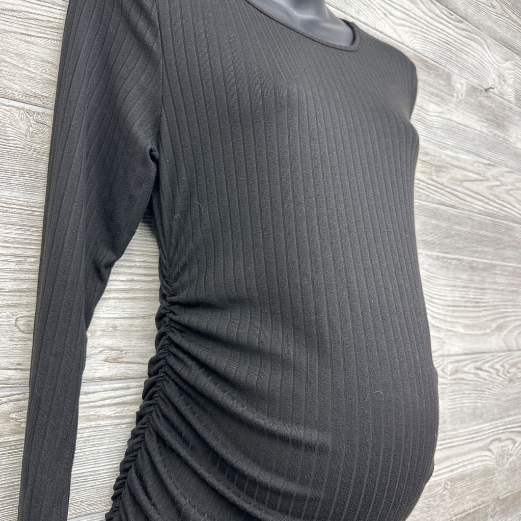 LS Ribbed Ruched Shirt Large