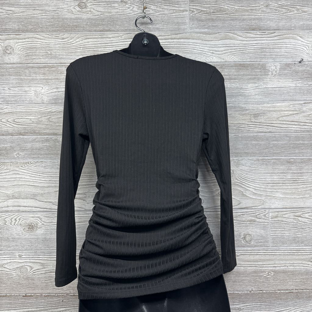 LS Ribbed Ruched Shirt Large